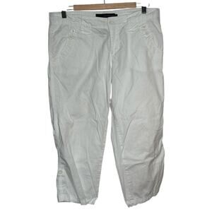 CALVIN KLEIN JEANS I White 100% Cotton 2 Front Button Pockets Capri Pants I 8